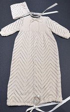 Vintage Buci Baby By Susan Anderson 80  s Newborn/Baby Knit Long Gown  Bonnet