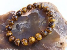 Natural Gemstone Men's Women's ELASTIC bracelet all 10mm Tiger Eye beads 7.5inch