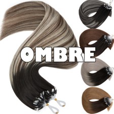 Silky Micro Ring Loop Tip Remy Human Hair Extensions Ombre Micro Link Beads 100g