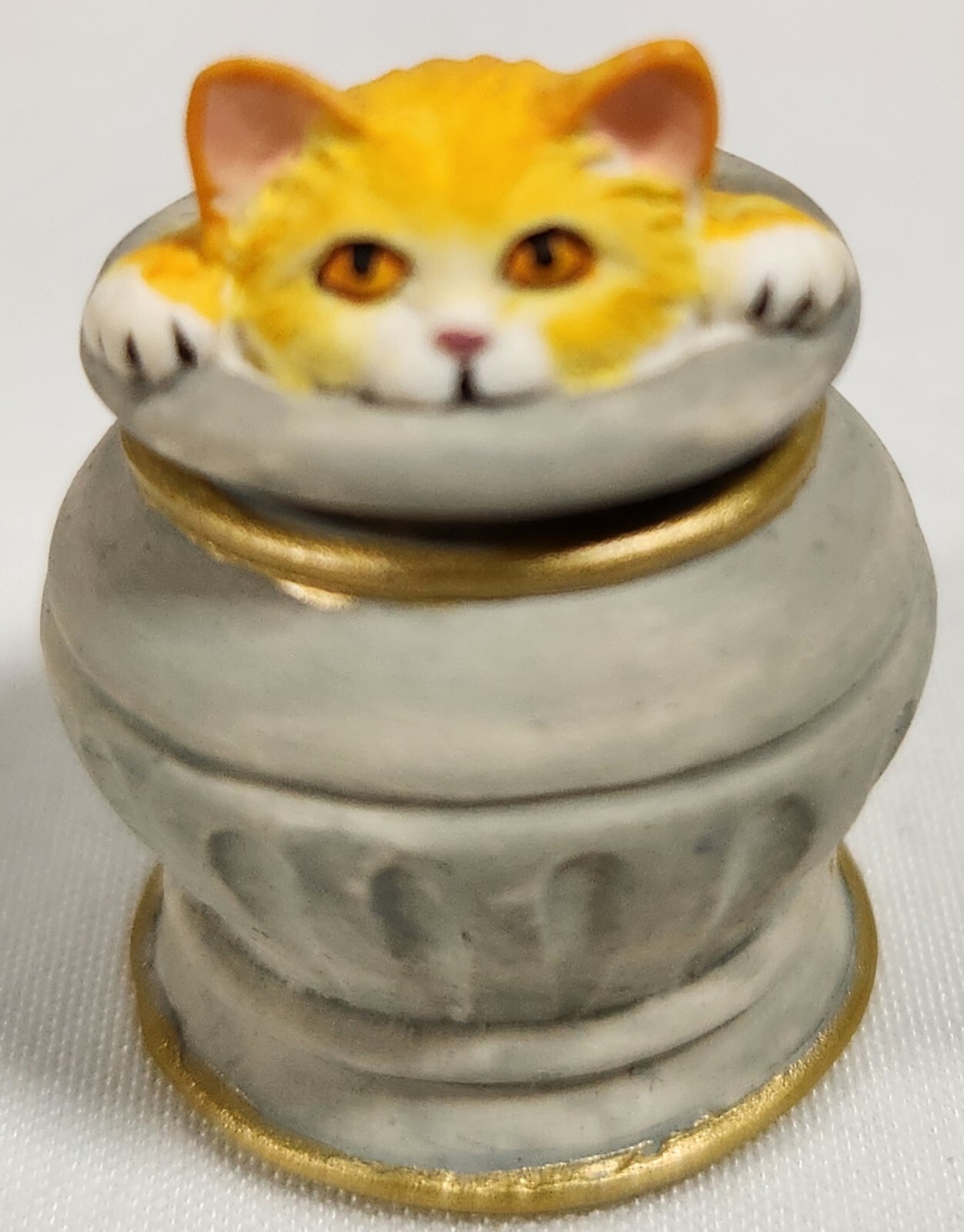Vintage Lenox Miniature Kitty Cat In Vase Thimble
