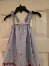 Old Navy 6-12 Months Dress Stars Blue White Red 4th Of July
