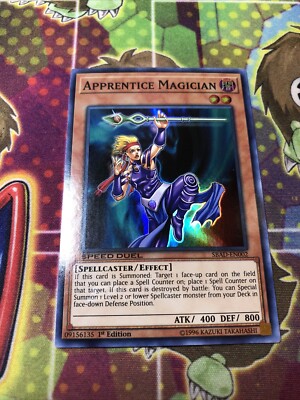 1x (EX) Apprentice Magician - SBAD-EN002 - Super Rare - 1st Edition  YuGiOh