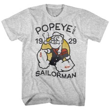 Popeye The Sailorman Anchor Tattoo 1929 Men's T Shirt Vintage Cartoon Comic Top