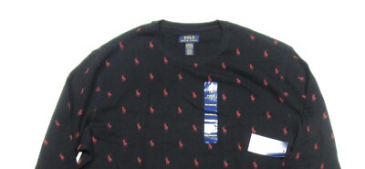 Polo Ralph Lauren Men's Black All Over Pony Waffle Knit Thermal