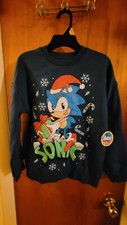 Sonic the Hedgehog Boys L 10/12 Sweatshirt Kid Christmas Holiday Blue NWT