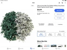 100 pc Army Men Toy Soldiers Military Gray Green Plastic Figurine Action Figure