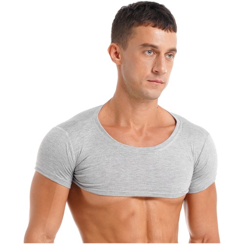 Mens Short Sleeve Crop Top Solid Color Party Club Dance Casual Half T-Shirt Vest - Bild 57 von 84