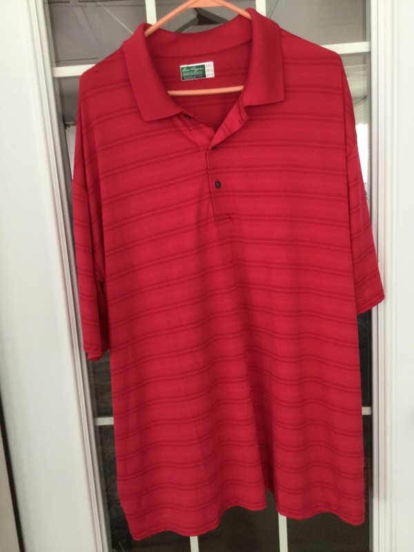 Ben Hogan Performance Mens Striped Red Short Sleeve Golf Polo Sz 2XL- 2 TG