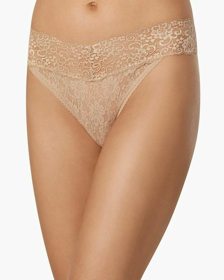Soma Embraceable M Allover Lace Thong Panty Soft Tan - Image 3 of 3