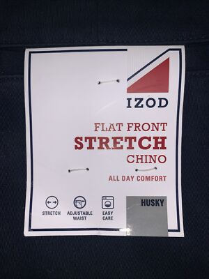 IZOD Boys' Bi-Stretch Flat Front Dress Pant - Blue Twill Size 16 Husky |  eBay