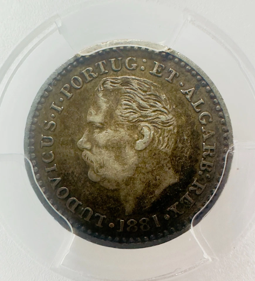 Portuguese India / Goa 1/8 Rupia Luíz I Calcutta 1881 PCGS XF 40 KM-309 - Image 3 of 4