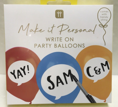 MAKE IT PERSONAL WRITE ON BALLOONS 12'' X 12 COUNT (TALKING TABLES) NIP