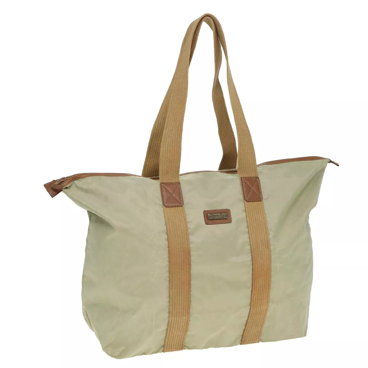 Sac fourre tout Christian Dior nylon beige authentique th5100