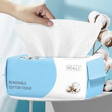 100 Count Disposable Face Towel, Biodegradable Cotton Facial Dry Wipes