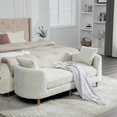 77.17'' Modern Upholstered Chaise Lounge Couch Chenille End of Bed Bench,Beige
