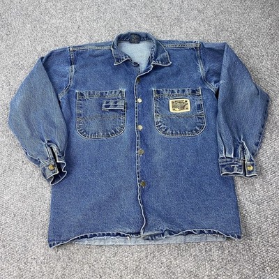 Vtg Karl Kani Shirt Jacket Mens Large Denim Metal Plaque Hip Hop Streetwear 90s
