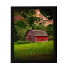 Traditional Red Barn Rural, Framed Print Sign Easy Installation Decoration