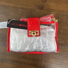 Di Vita Collection Crossbody Small Translucent Red and Gold tone Bag