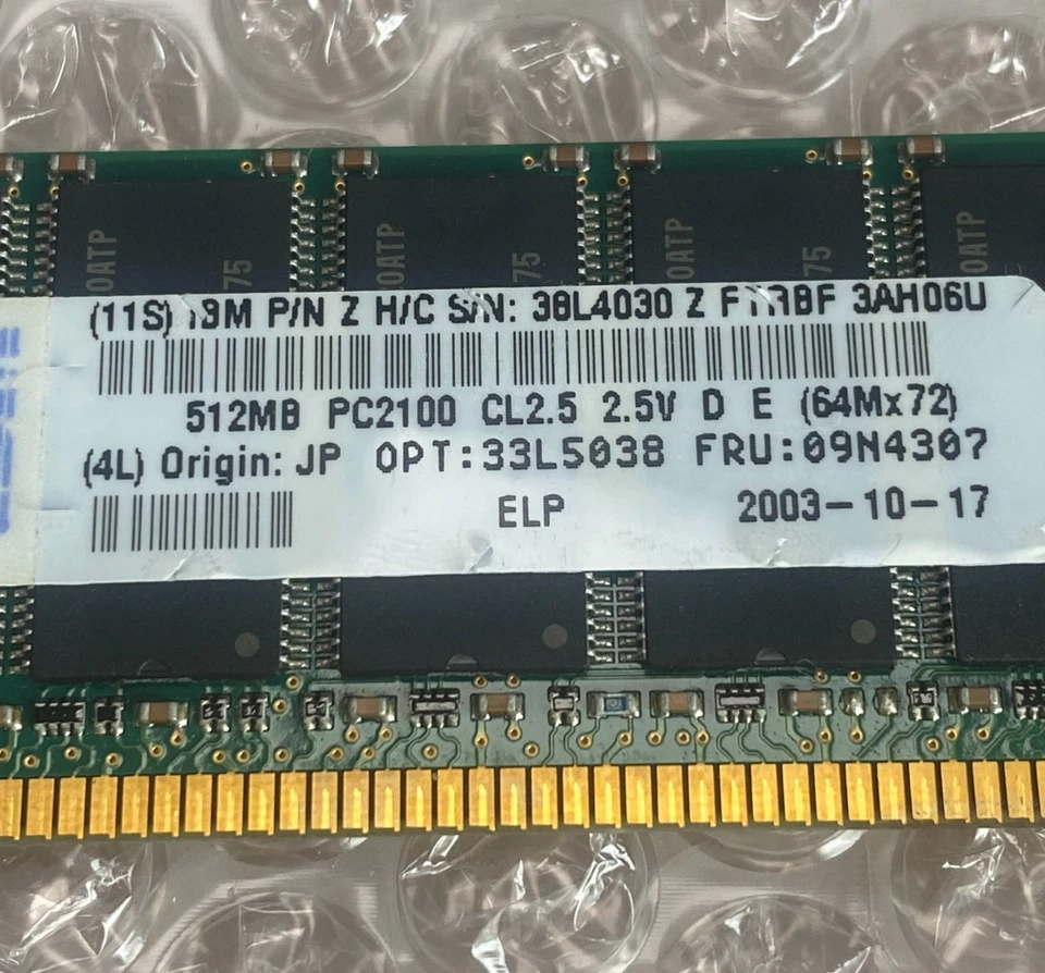 IBM 512MB PC2100 CL2.5 2.5V - 09N4307 - Image 3 of 3