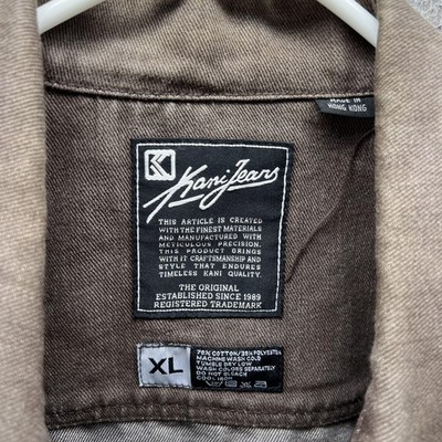 Vintage Karl Kani Jeans Jacket Mens XL Brown Denim Bomber