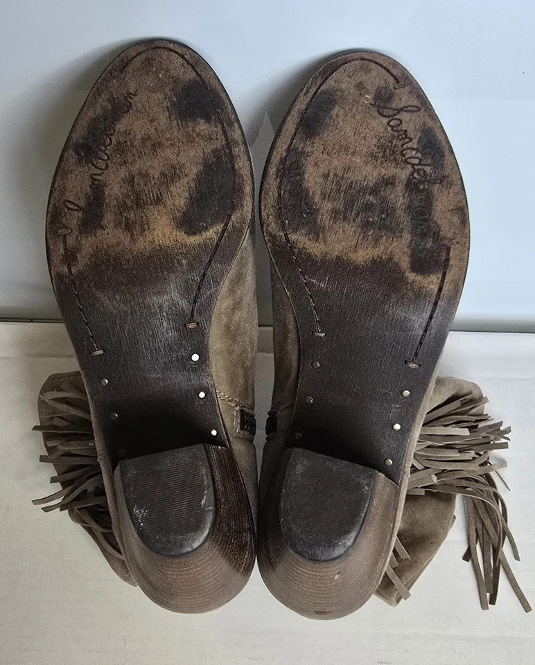 Sam Edelman Louie Gamuza Flecos Botines Taupe Mujer’s 10M Western Boho Foto 4 de 4