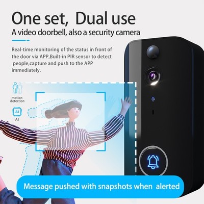 Smart Doorbell Ring Door Camera With Motion Detection WiFi Wireless Video Be SET