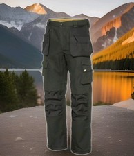 80 CAT Caterpillar Work Pants Mens 36x32 Large Black Trademark Cordura Trousers