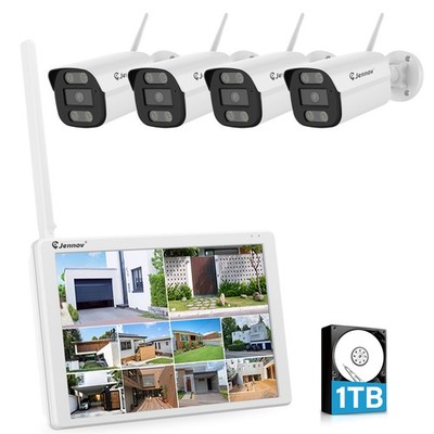 Funk Überwachungskamera Kamera Set Außen 5MP Wifi 10CH 10 Monitor 1TB HDD