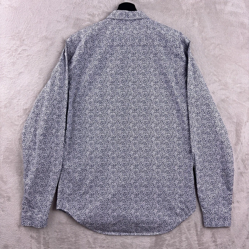 Sandro Long Sleeve Shirt Mens Medium Navy White Floral Print Casual Button Front - Image 3 of 4