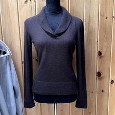 Carole Little Brown Cowl Neck Angora Sweater neutral cabincore layering