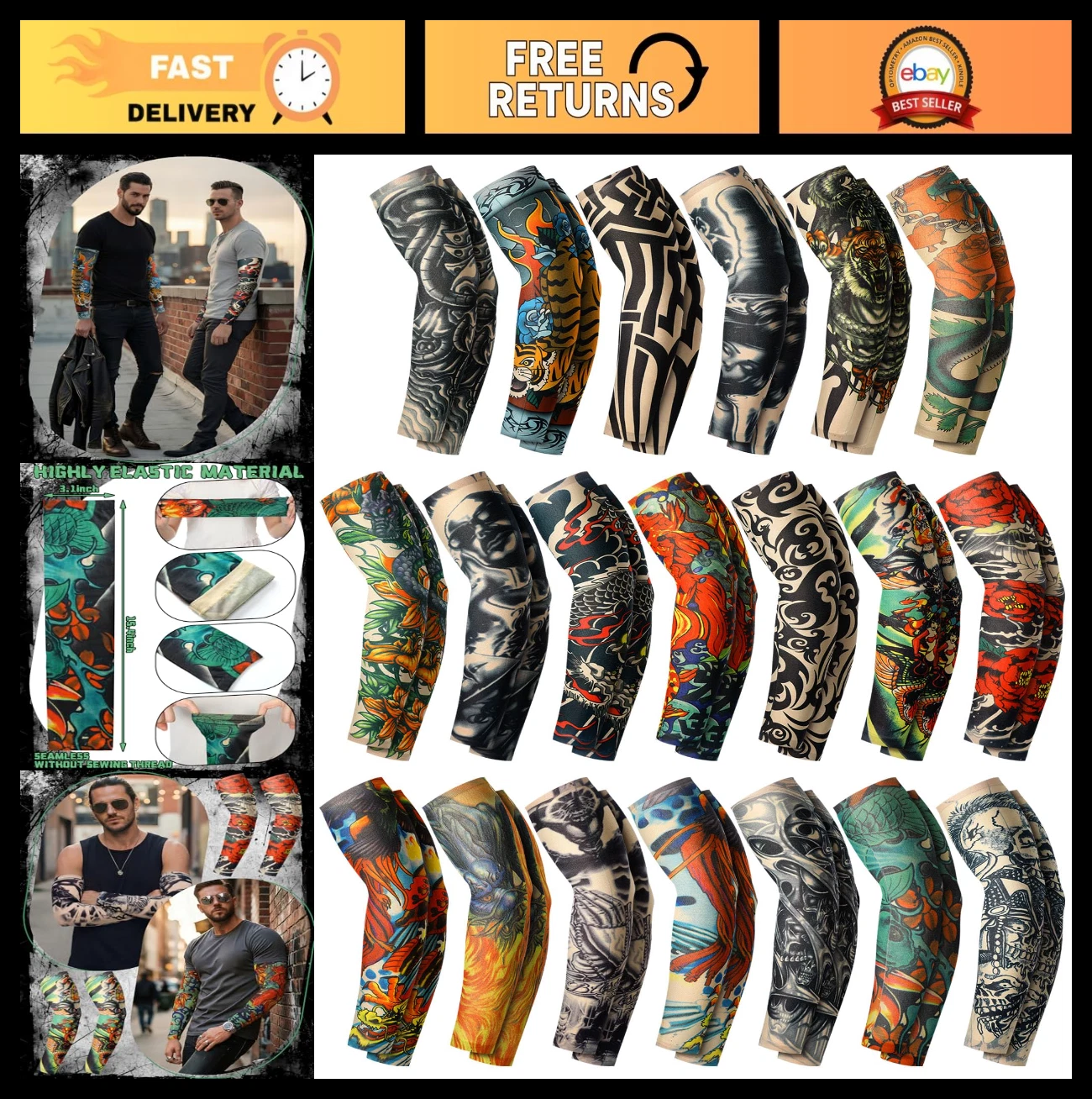 40 Pcs Cooling Arm Sleeves - UV Protection, Fingerless, Anti-Slip, Sun Tattoo Co
Opens in a new wind