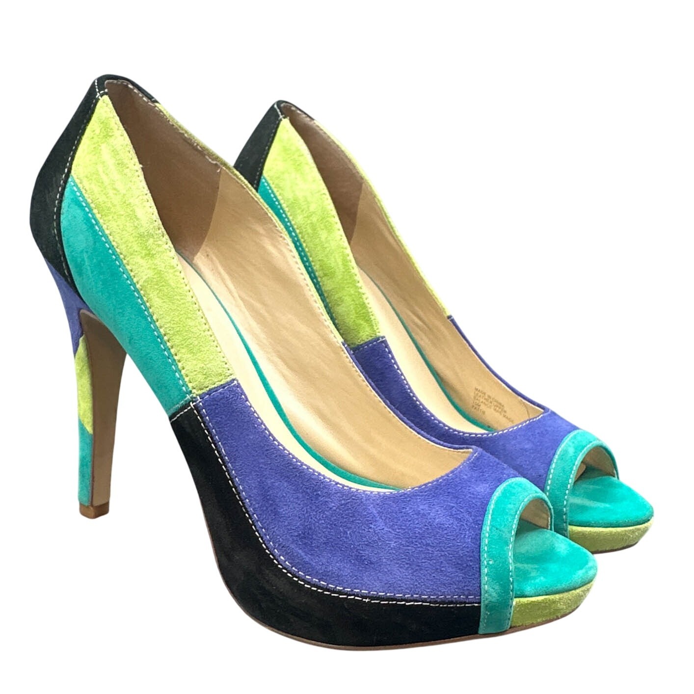 INC Platform Pump 10M Suede Patchwork Multicolor … - image 3