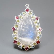 Handmade 32 ct+ Natural Moonstone Pendant 925 Sterling Silver /NP55079
