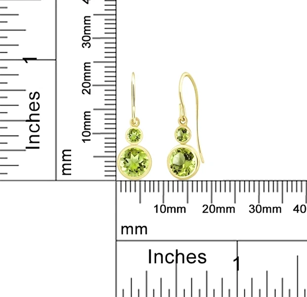925 Silver Yellow Gold Plated 2.00 Ct Green Peridot Women's Dangle Drop Earrings - Image 4 of 4
