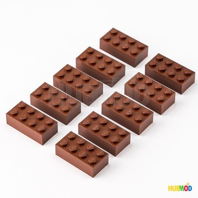 Lot of 10 Genuine LEGO Reddish Brown 2x4 3001 Building Bricks Blocks Parts NEW