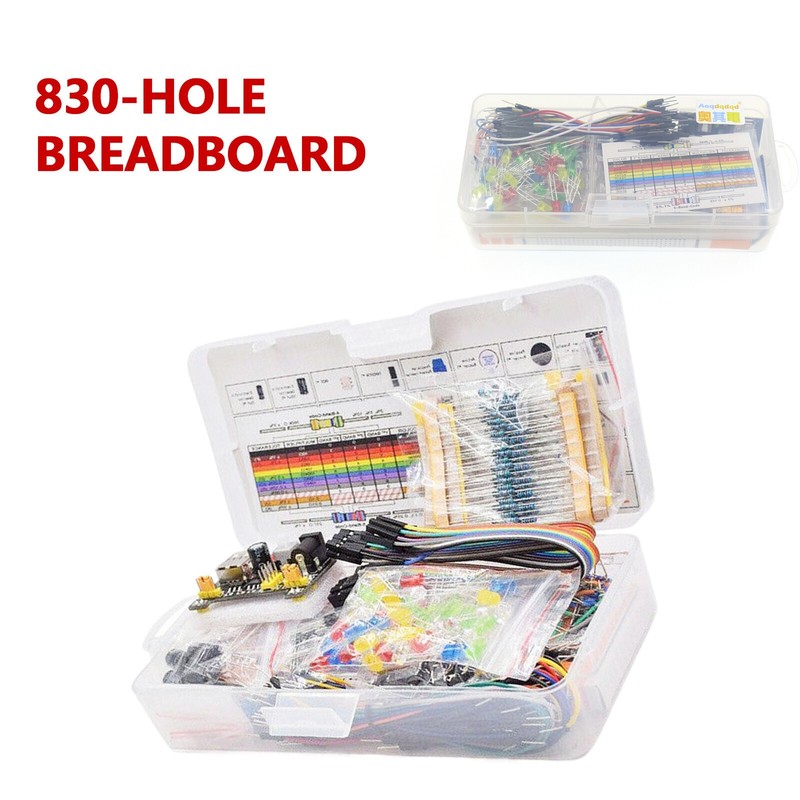 830Pcs DIY Electronic Starter Kit for Arduino UNO R3 with Breadboard Componentq8