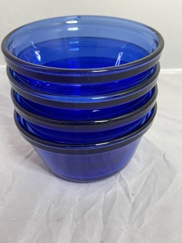 Anchor Hocking Vintage Cobalt Blue 6 oz Custard Cups USA Set Of 4