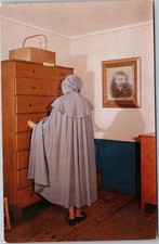 Postcard NY Old Chatham Shaker Museum Woman Wearing Cloak Mrs Grover Cleveland