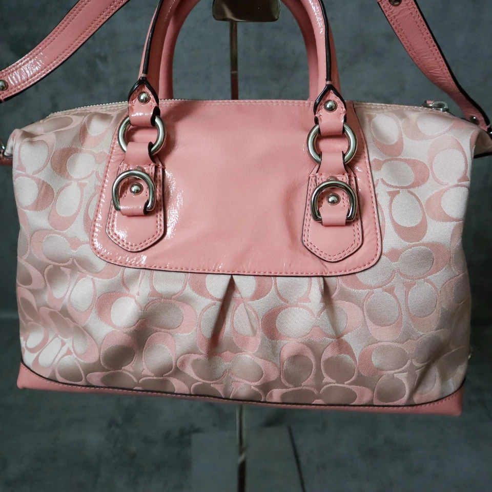 Coach Y2K Signature Ashley Sateen Satchel Shoulder Bag hand bag Pink F15443 - Image 3 of 4