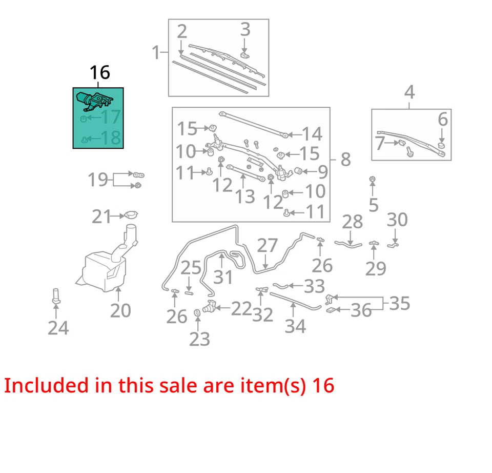 2008 Acura MDX Front Windshield Wiper Motor OEM 139K Miles - LKQ407368652 - Image 4 of 4