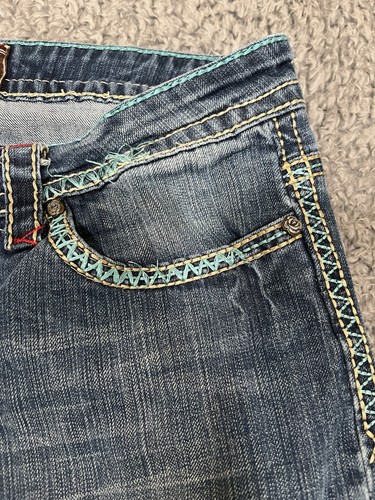 Cowgirl Up Thick Colorful Stitching &studded Boot Cut Denim jeans Women's 30x34 - Picture 5 of 11