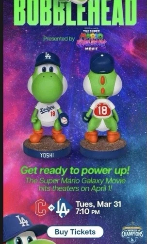 2026 YOSHI Bobblehead SUPER MARIO NINTENDO SGA  Dodgers SGA 3/31/26 NEW Preorder