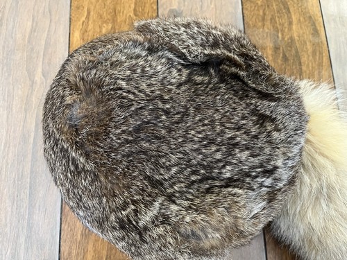 Vintage Brown Rabbit Fur Trapper Hat Mad Bomber Size Large With Tail Winter - Picture 5 of 12