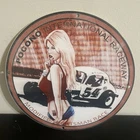VINTAGE POCONO INTERNATIONAL RACING LADY OIL GASOLINE PORCELAIN SIGN