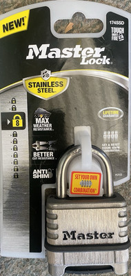MASTER LOCK Model: 174SSDHC Stainless Steel Outdoor Combination Lock, Resettable