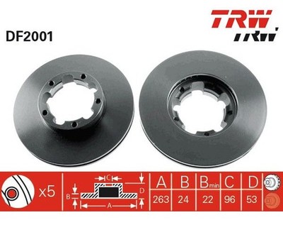 2pcs Brake Disc TRW DF2001 for Nissan Cabstar E Trade Bus