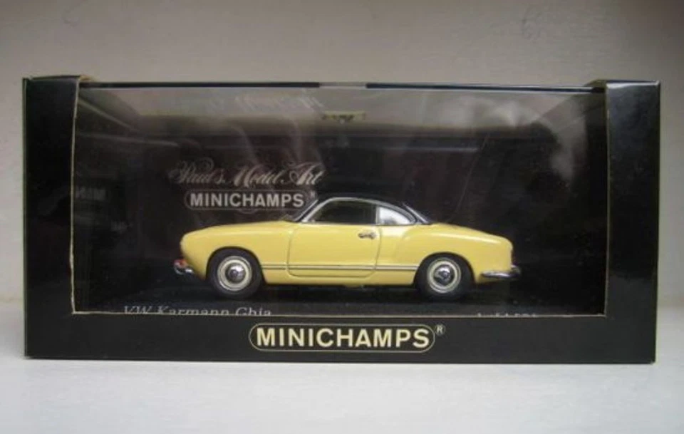 VW KARMANN GHIA T14 COUPE 1957 GIALLO TETTO POSTERIORE MINICHAMPS 430051020 1:43 - Immagine 3 di 3