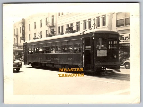 1930 CA LOS ANGELES, PACIFIC ELECTRIC RED CAR STREETCAR, SUNSET HOTEL PHOTO F48 - product listing photo