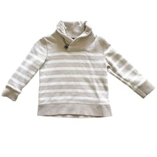 Baby Gap Boy's Tan and White Striped Shawl-Collar Pullover