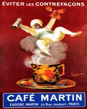 POSTER CAFE MARTIN TURKISH SMOKE HOT CUP COFFEE CAPPIELLO VINTAGE REPRO FREE S/H